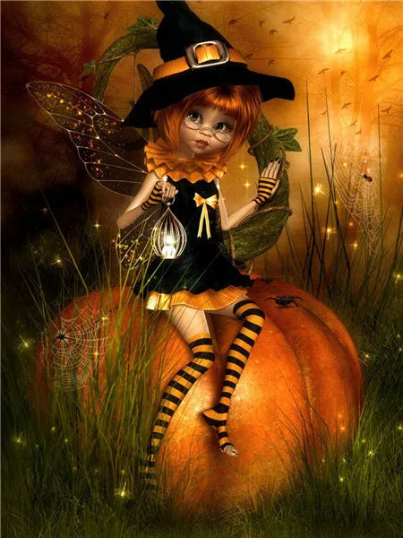 5d diy Diamond Painting  Halloween Witch Cross Stitch Diamond Embroidery