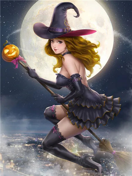 5d diy Diamond Painting  Halloween Witch Cross Stitch Diamond Embroidery