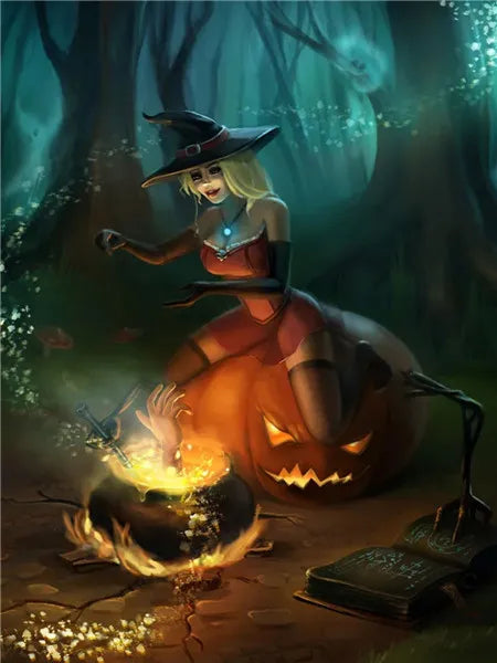 5d diy Diamond Painting  Halloween Witch Cross Stitch Diamond Embroidery