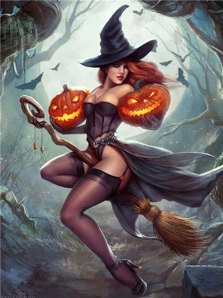 5d diy Diamond Painting  Halloween Witch Cross Stitch Diamond Embroidery