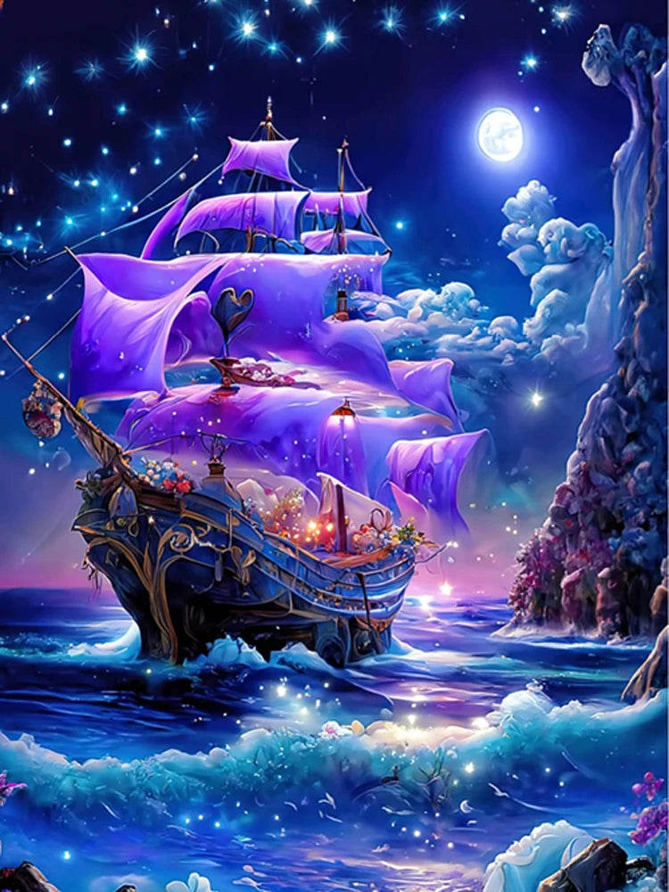 5D DIY Diamond Painting New Arrival Ship Sailboat Corss Stitch Kit Embroidery  Full  Mosaic Art Home Decor Good Wishes Gift