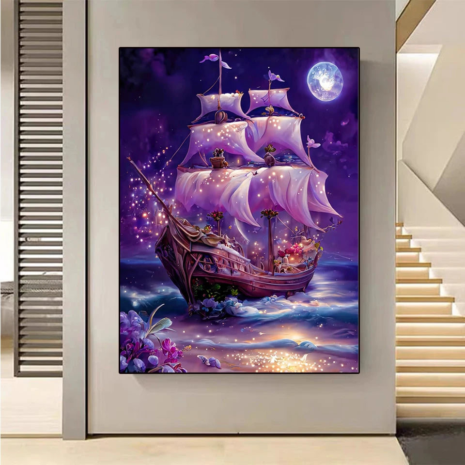 5D DIY Diamond Painting New Arrival Ship Sailboat Corss Stitch Kit Embroidery  Full  Mosaic Art Home Decor Good Wishes Gift