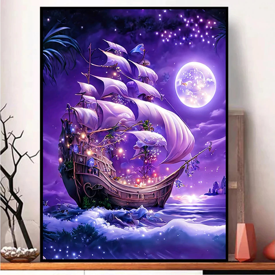 5D DIY Diamond Painting New Arrival Ship Sailboat Corss Stitch Kit Embroidery  Full  Mosaic Art Home Decor Good Wishes Gift