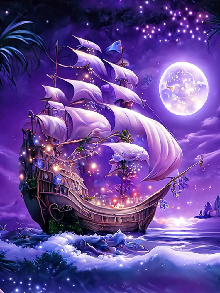 5D DIY Diamond Painting New Arrival Ship Sailboat Corss Stitch Kit Embroidery  Full  Mosaic Art Home Decor Good Wishes Gift