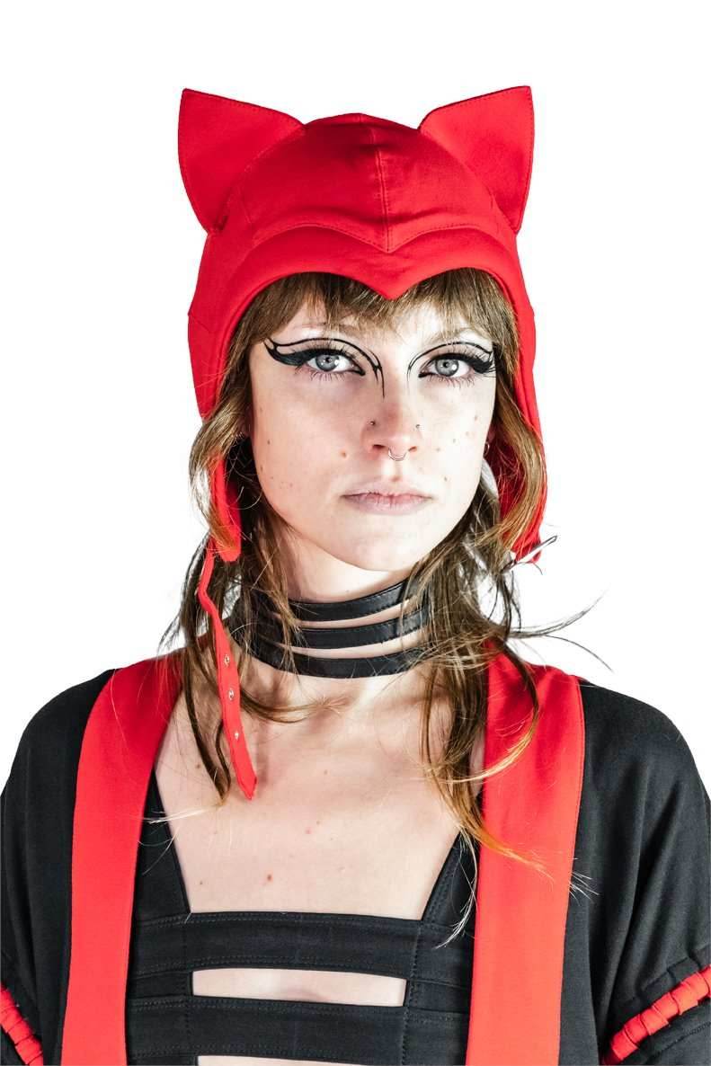 5D x Eyecon Cat Flight Helmet - cotton - Red Baby Terry / One Size