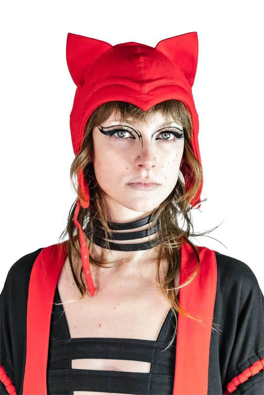 5D x Eyecon Cat Flight Helmet - cotton - Red Baby Terry / One Size