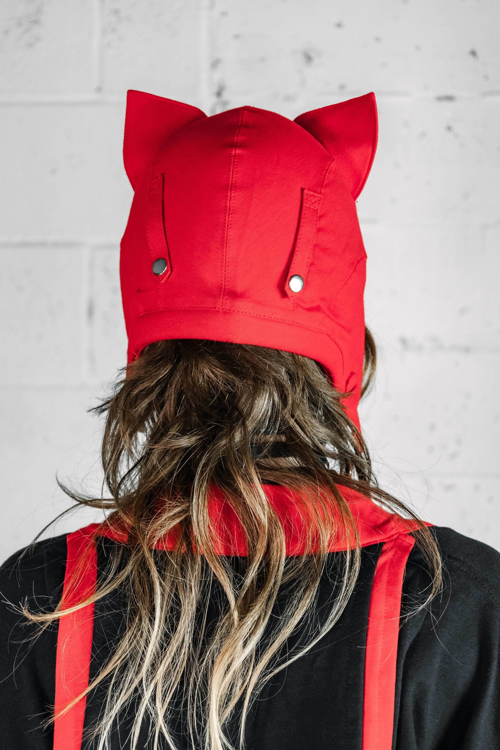 5D x Eyecon Cat Flight Helmet - cotton - Red Baby Terry / One Size