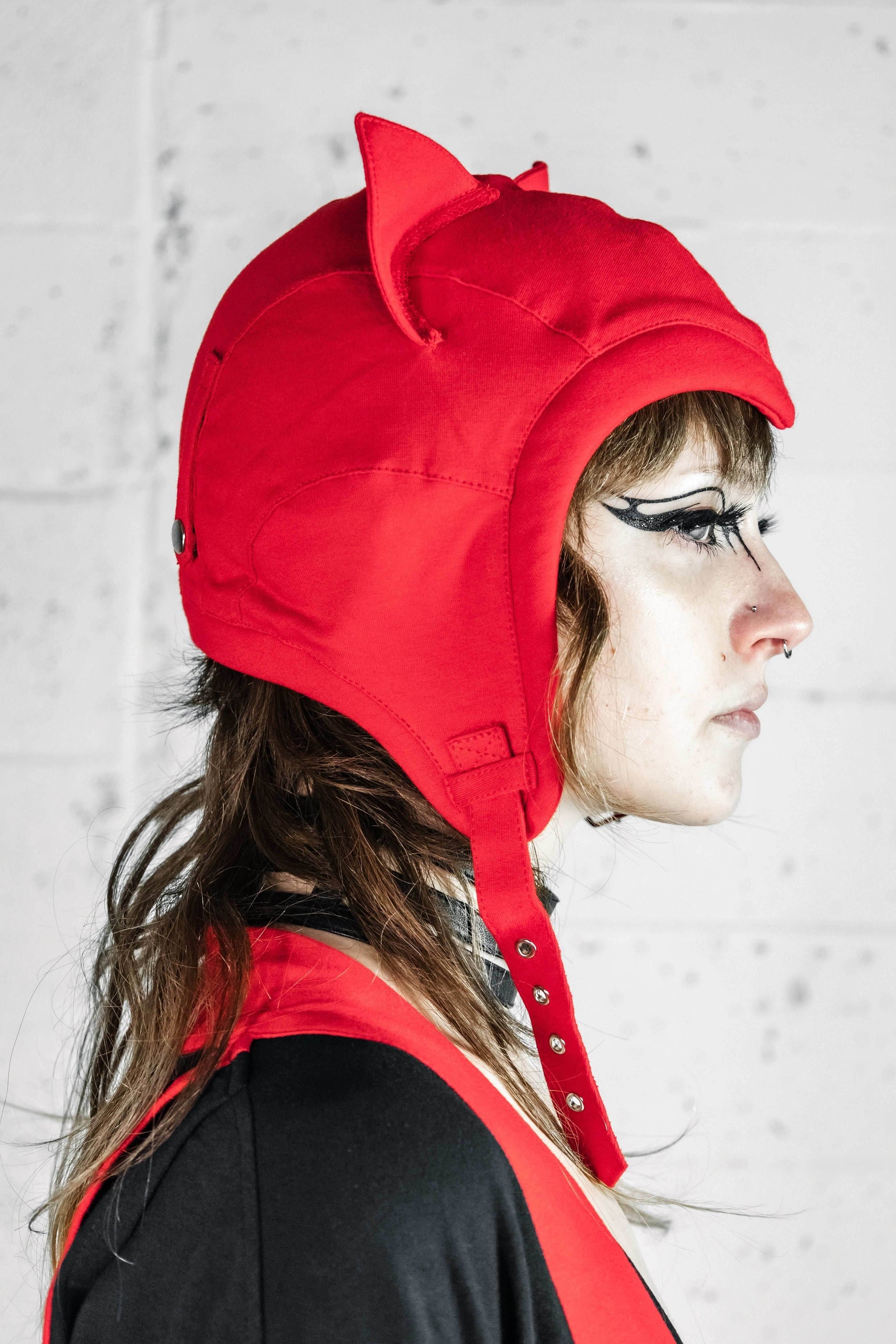 5D x Eyecon Cat Flight Helmet - cotton - Red Baby Terry / One Size