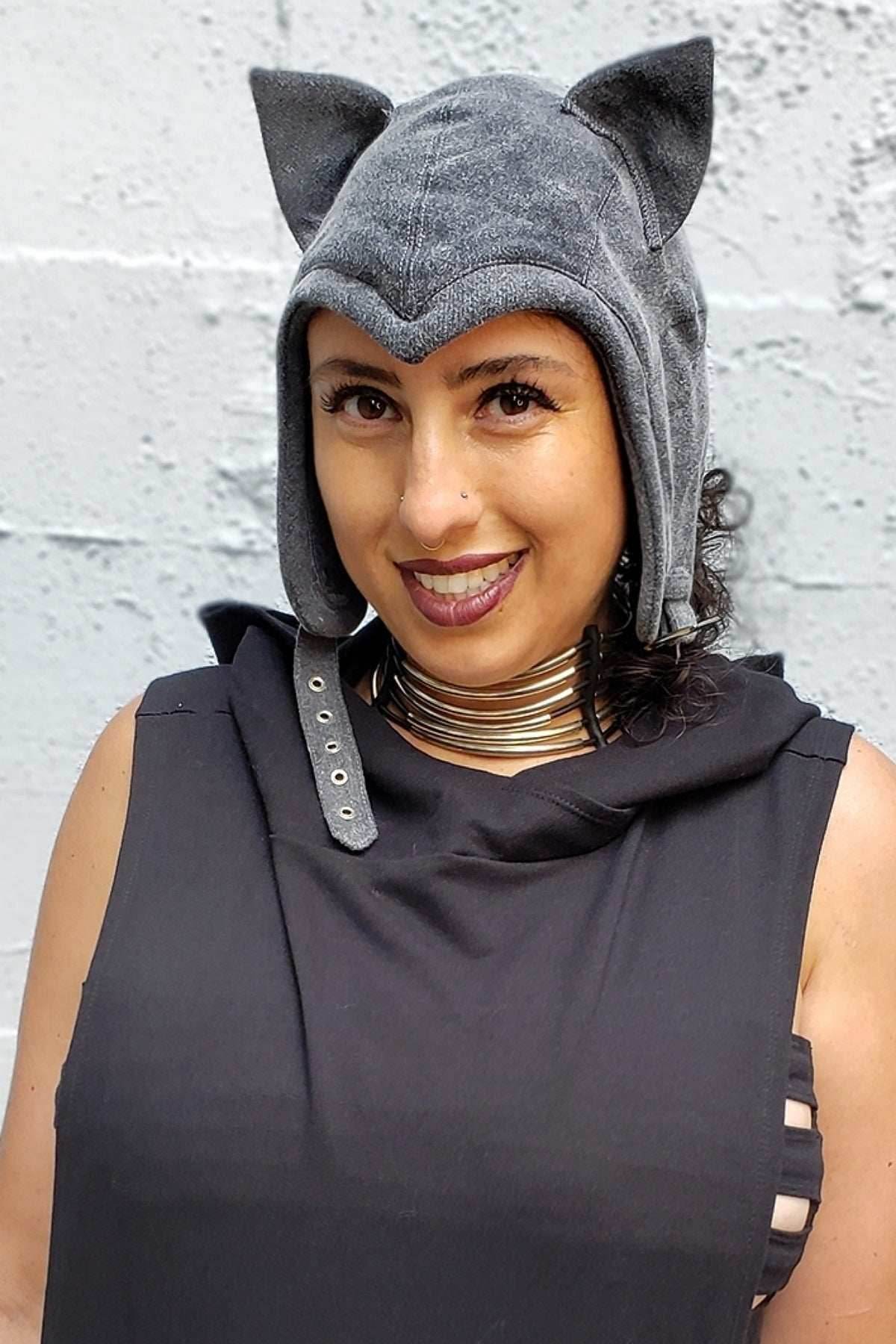 5D x Eyecon Cat Flight Helmet - cotton - Grey Baby Terry / One Size