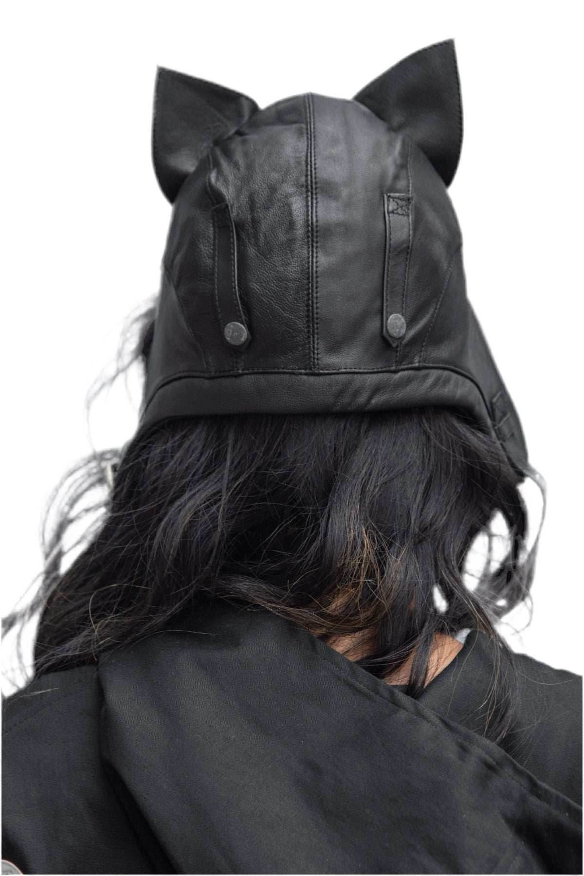 5D x Eyecon Cat Flight Helmet - leather - Black Leather / XS/S