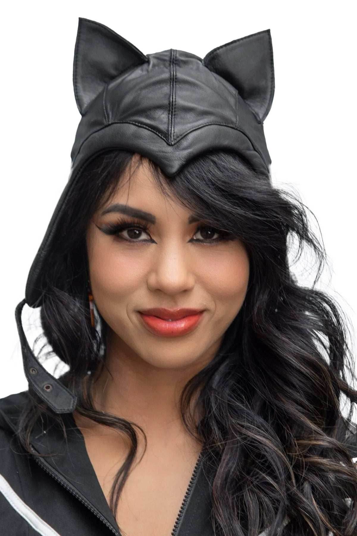 5D x Eyecon Cat Flight Helmet - leather - Black Leather / XS/S