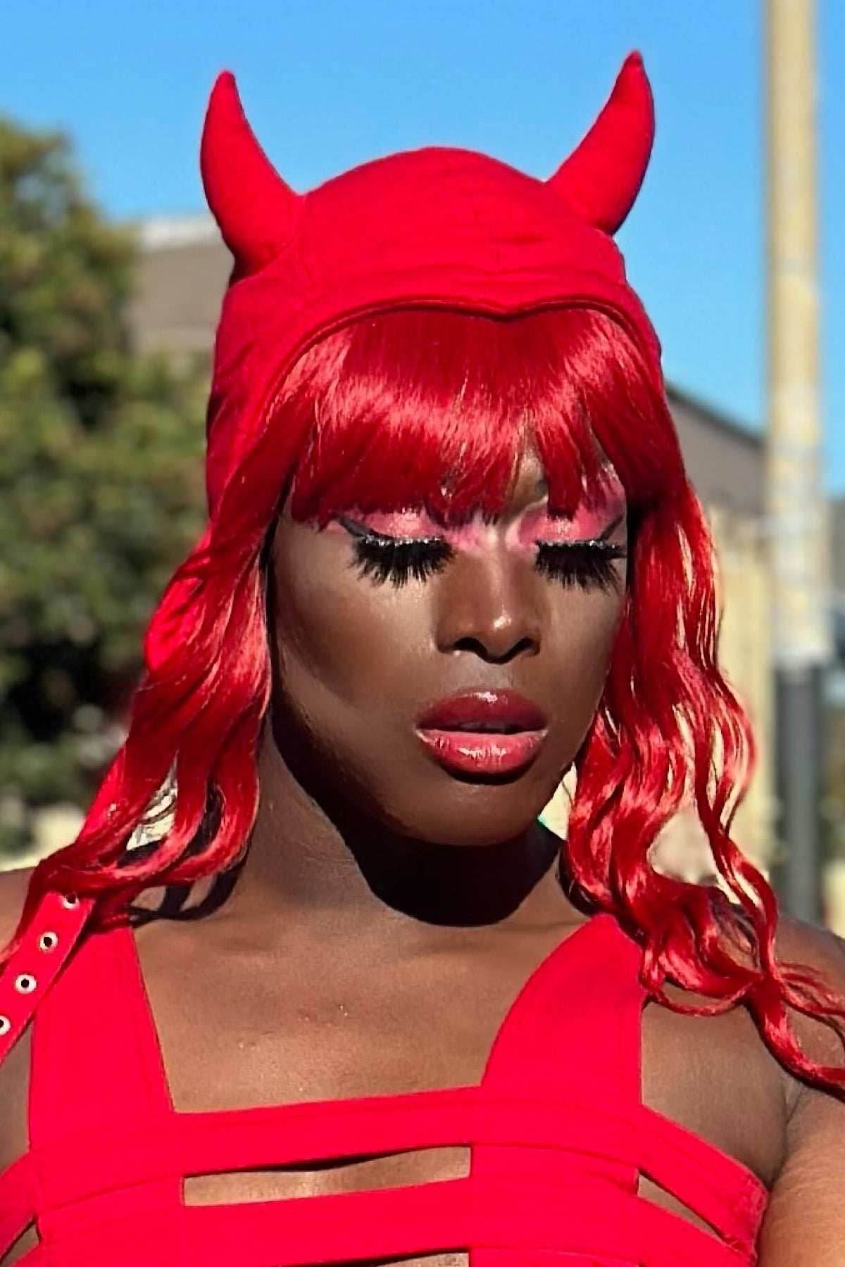 5D x Eyecon Devil Helmet - cotton - Red Baby Terry / One Size