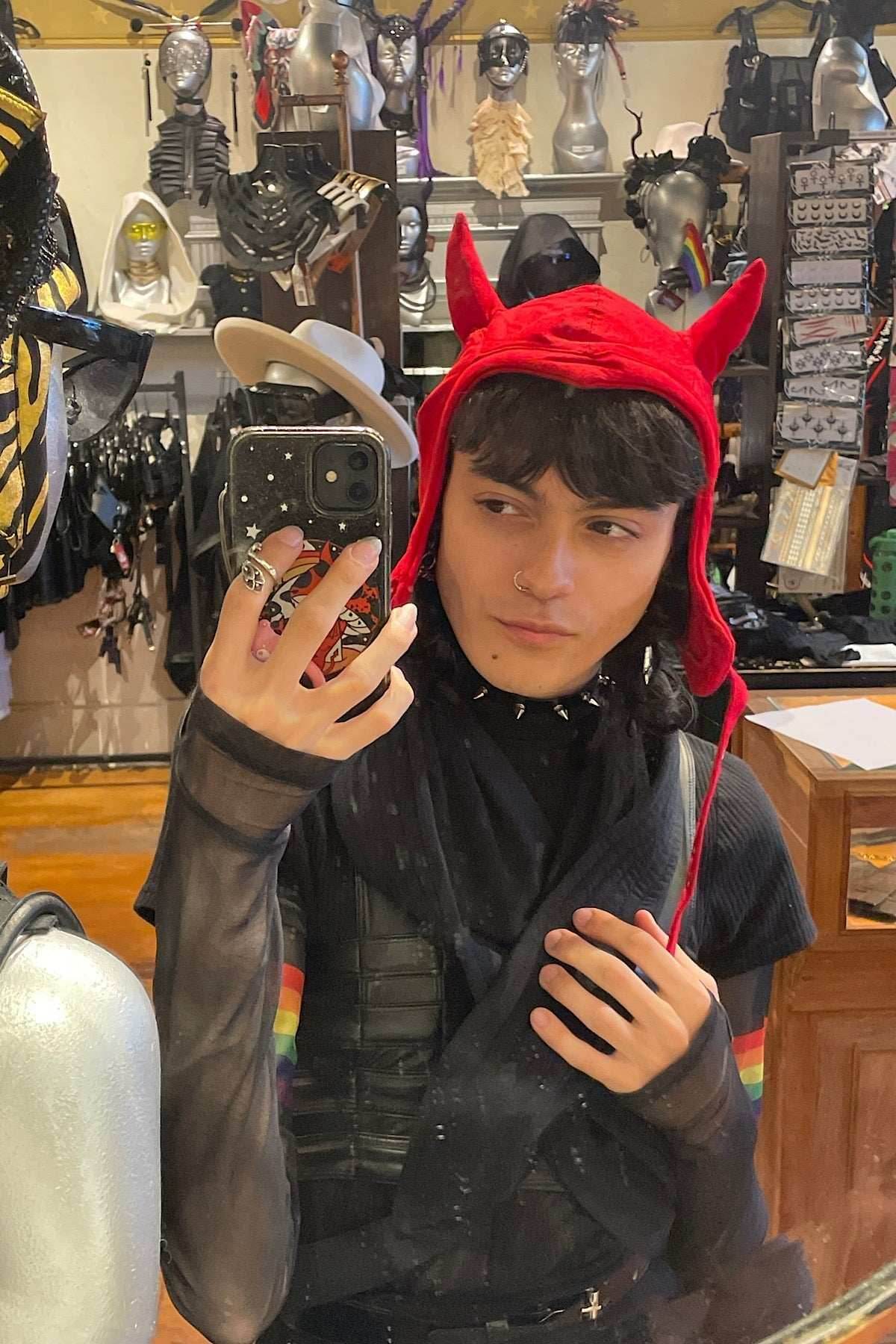 5D x Eyecon Devil Helmet - cotton - Red Baby Terry / One Size