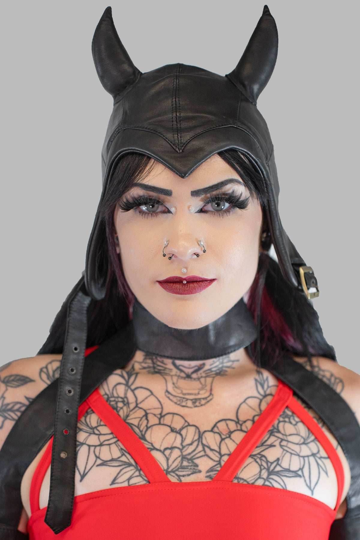 5D x Eyecon Devil Helmet - leather - Black Leather / XS/S