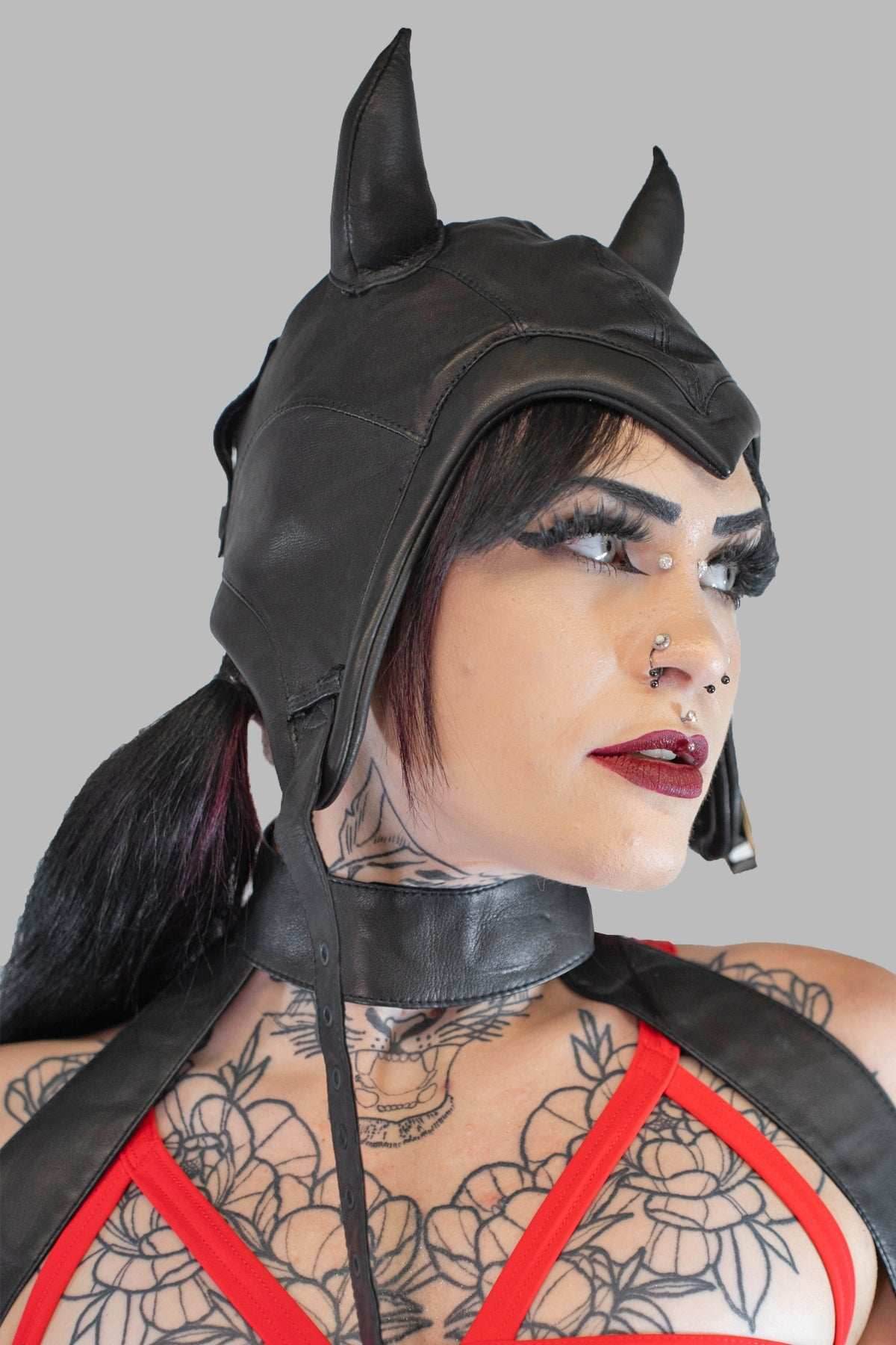 5D x Eyecon Devil Helmet - leather - Black Leather / XS/S