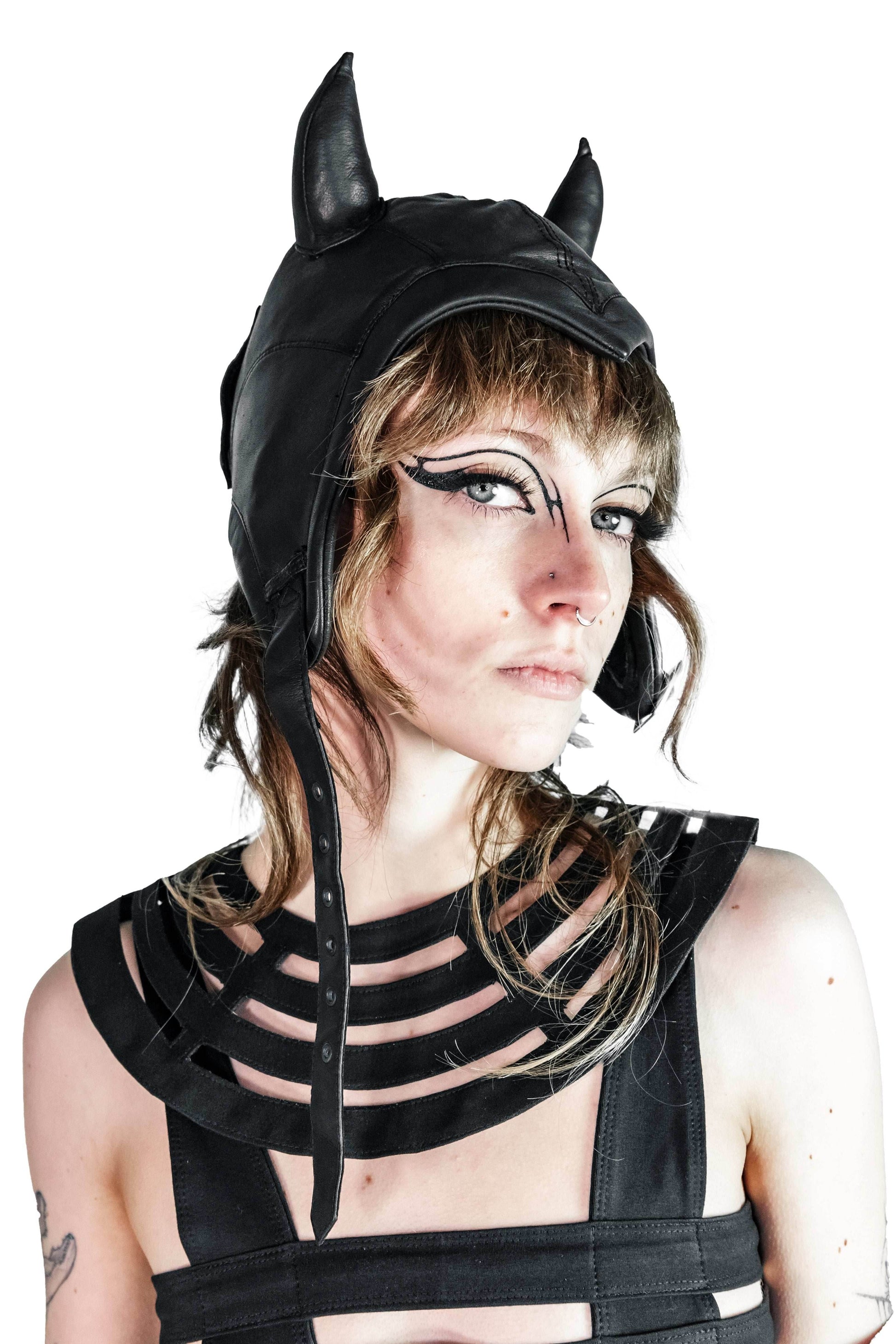 5D x Eyecon Devil Helmet - leather - Black Leather / XS/S