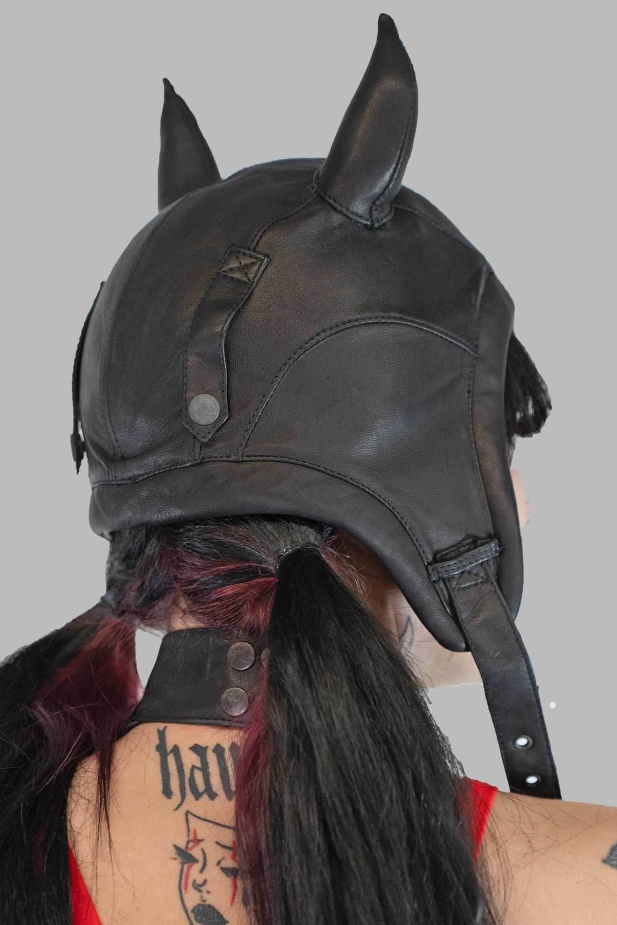 5D x Eyecon Devil Helmet - leather - Black Leather / XS/S