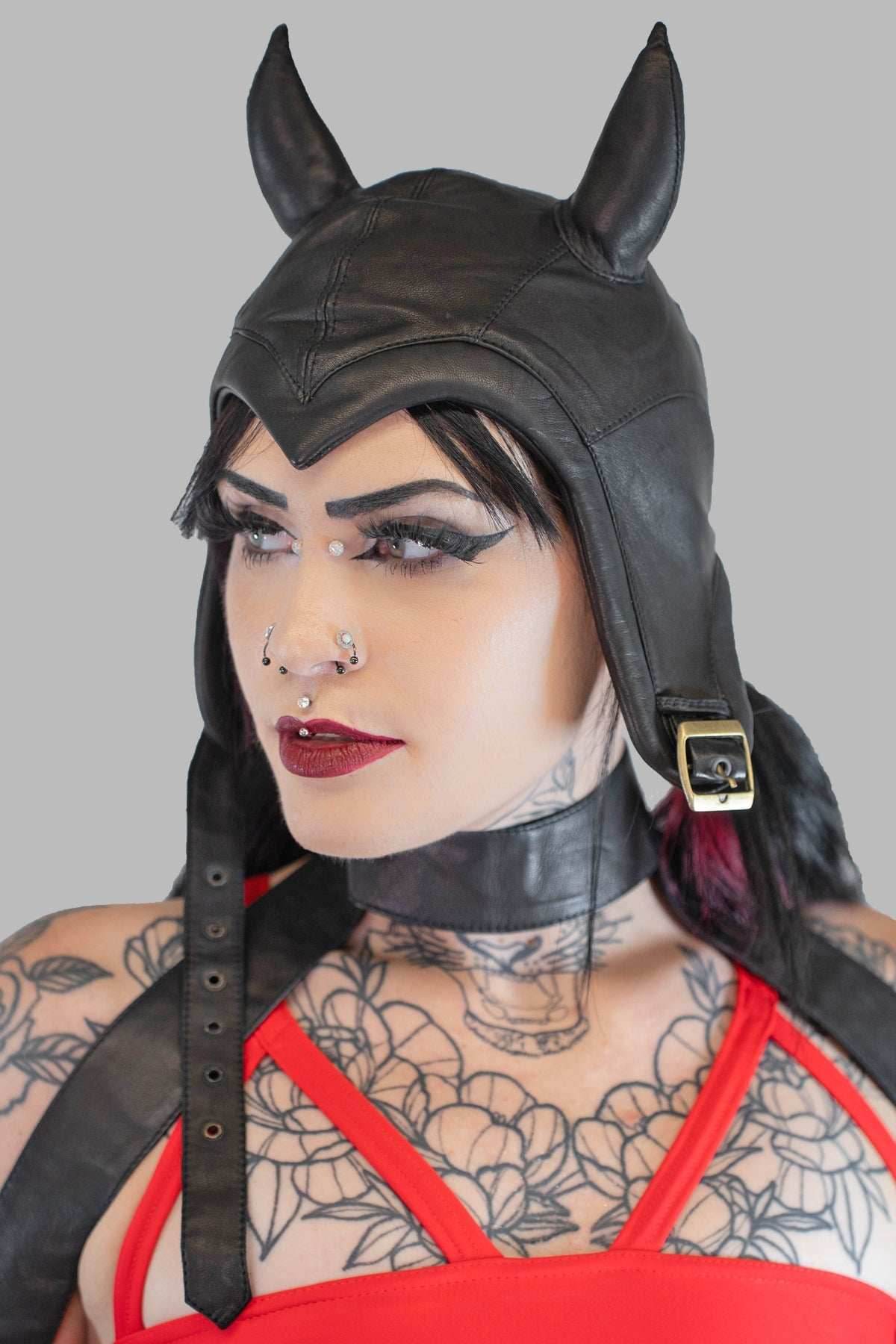 5D x Eyecon Devil Helmet - leather - Black Leather / XS/S