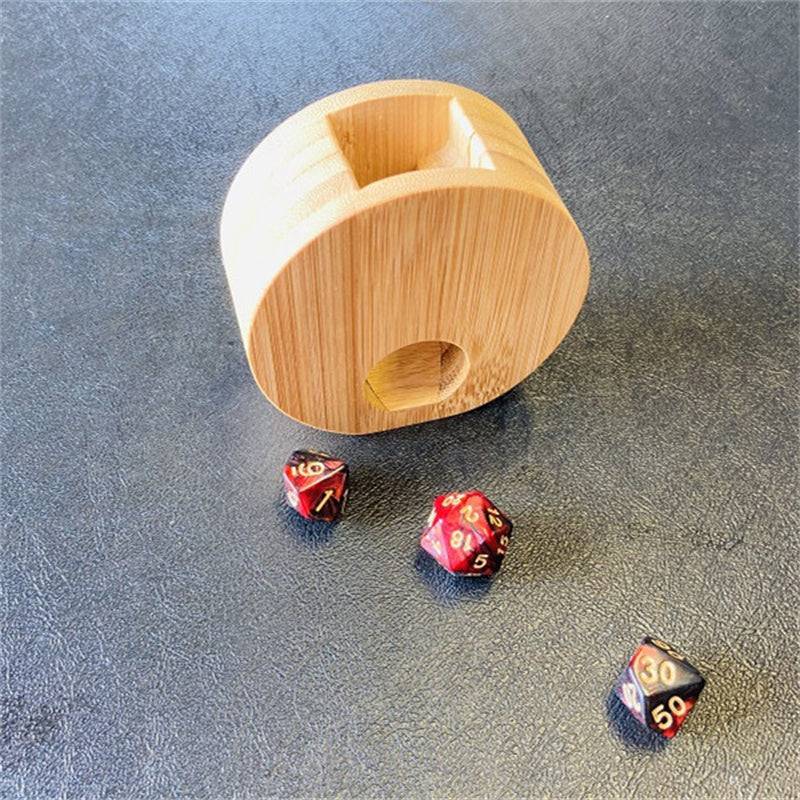 Dice Tower - Mini Portable Bamboo Wooden Board Game Dice Tower Storage Box Tray