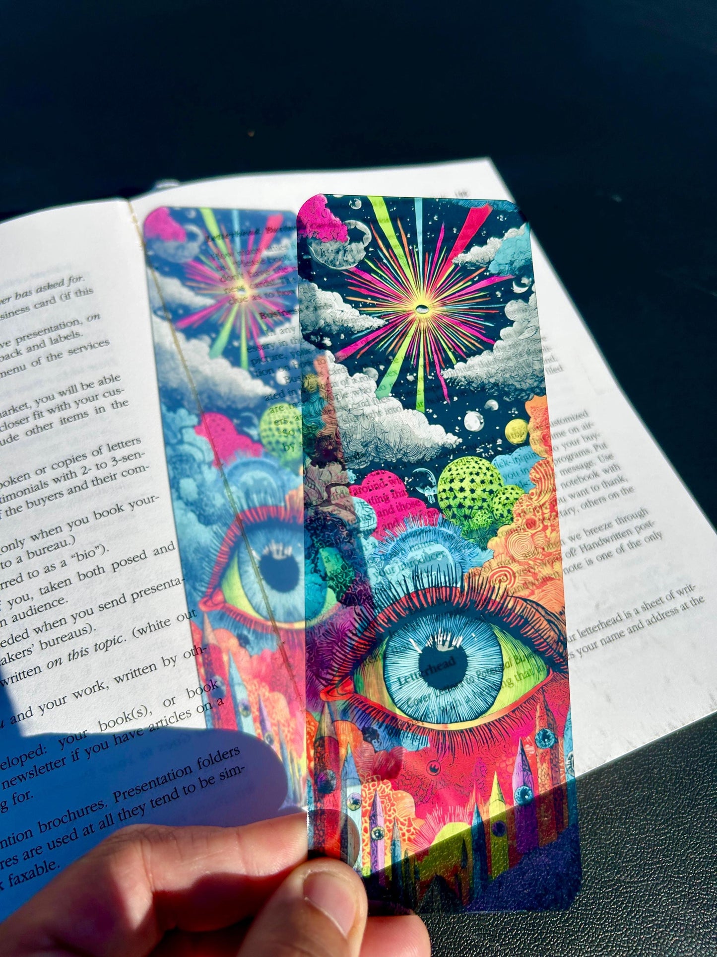 All-Seeing Eye Bookmark – Mystical Illuminati, Night Scene Art for Readers, Writers & Spiritual Seekers