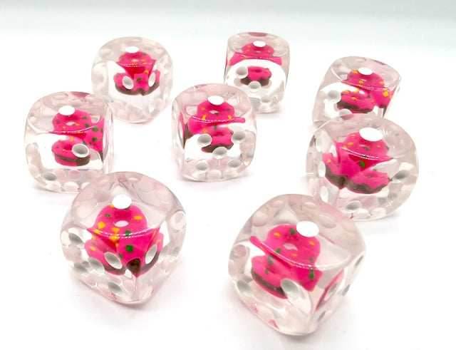 Pink Donut Pipped d6 16mm (Custom Dice) *Sold per die - 