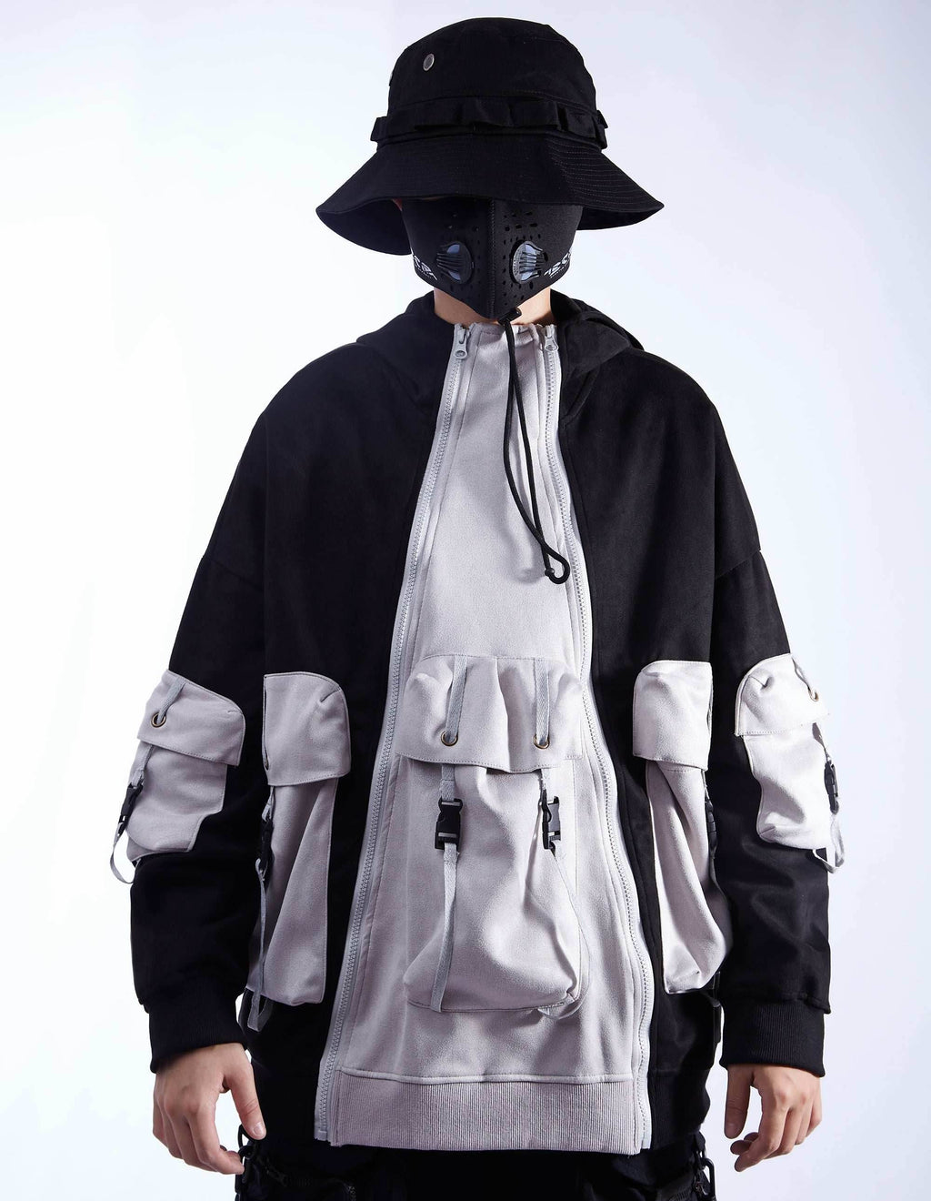 YEH1 Patchwork Functional Hoodie - Grey / S