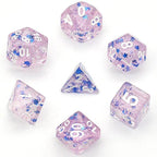 Purple Glitter Stars Dice Series 7-Dice Set - 