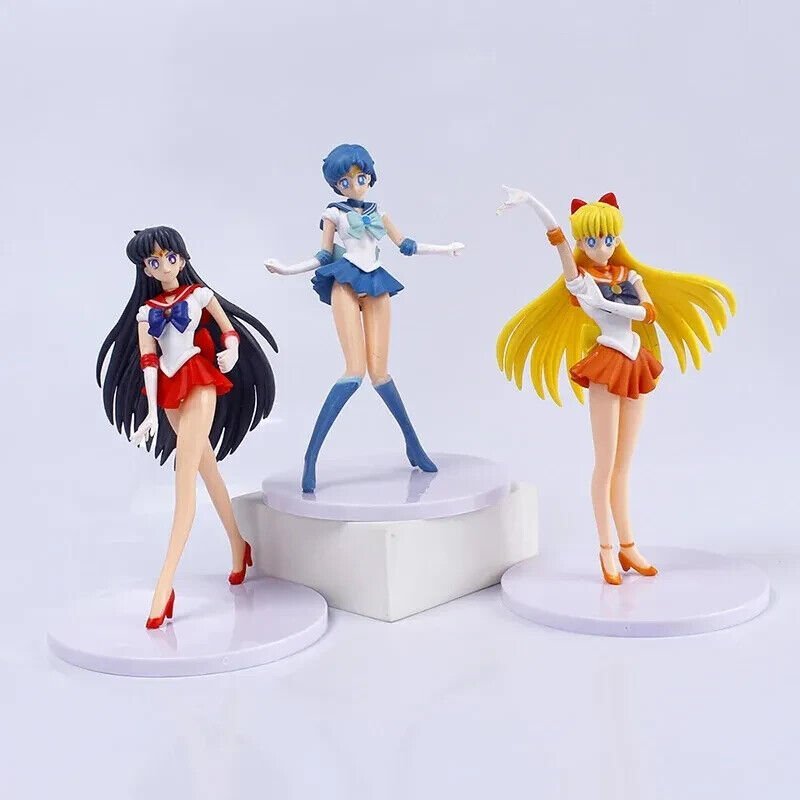 5pc Sailor Moon Anime Figures, Minako Aino, Rei Hino, Ami Mizuno, Usagi Tsukino, Makoto Kino Anime Figurine 7 in