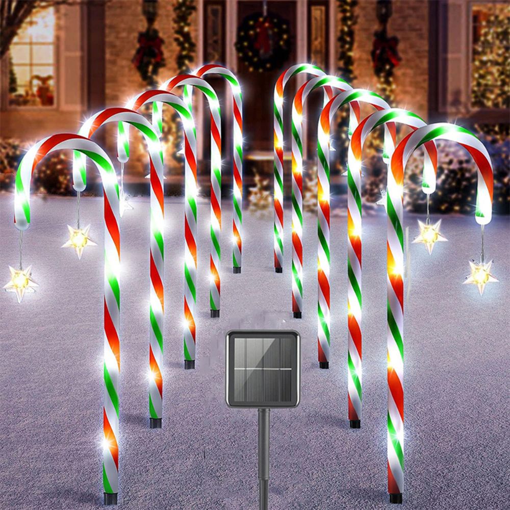 5PCS Solar Candy Cane Lights Festive Christmas Decor for Gardens, Lawns and Landscapes