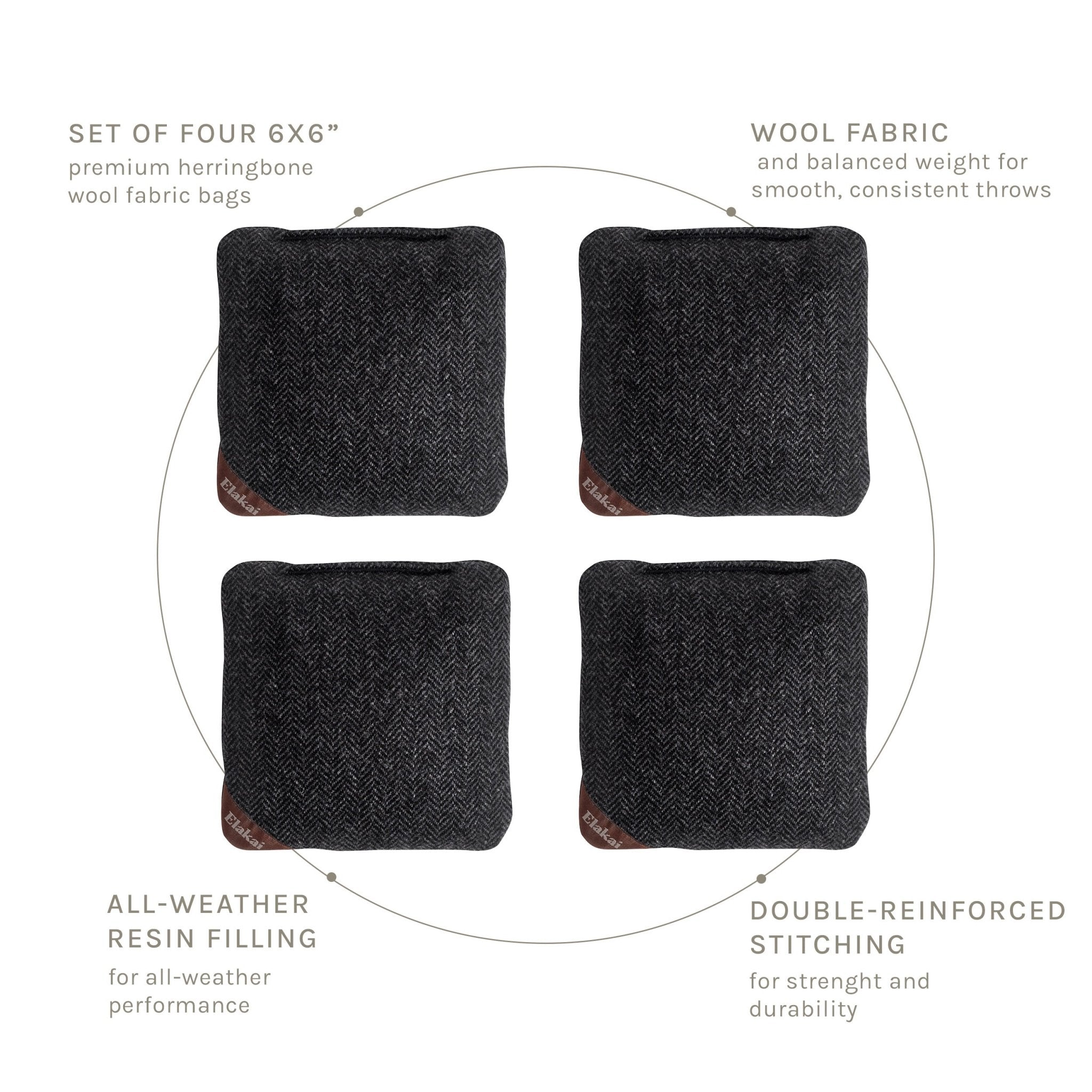 6-in Herringbone Cornhole Bags | Premium All-Weather Collection