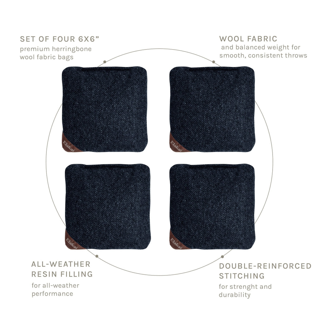 6-in Herringbone Cornhole Bags | Premium All-Weather Collection