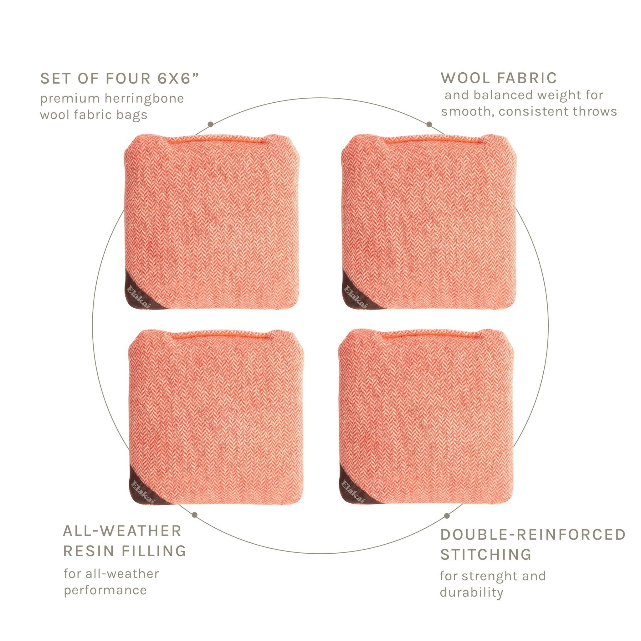 6-in Herringbone Cornhole Bags | Premium All-Weather Collection