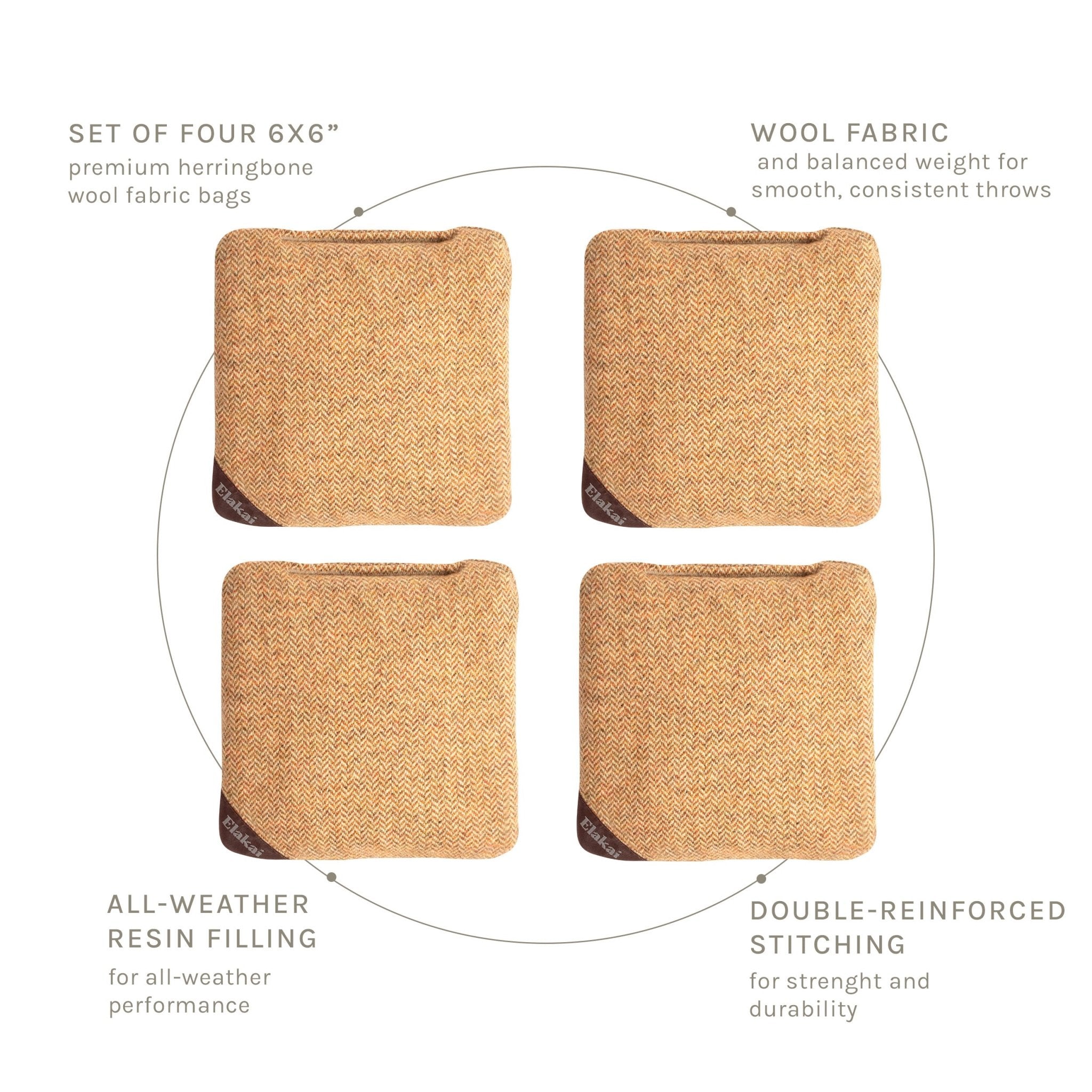 6-in Herringbone Cornhole Bags | Premium All-Weather Collection