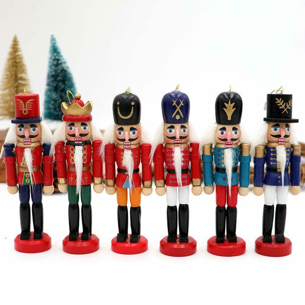 6-Pack Mini Wooden Nutcracker Christmas Ornaments