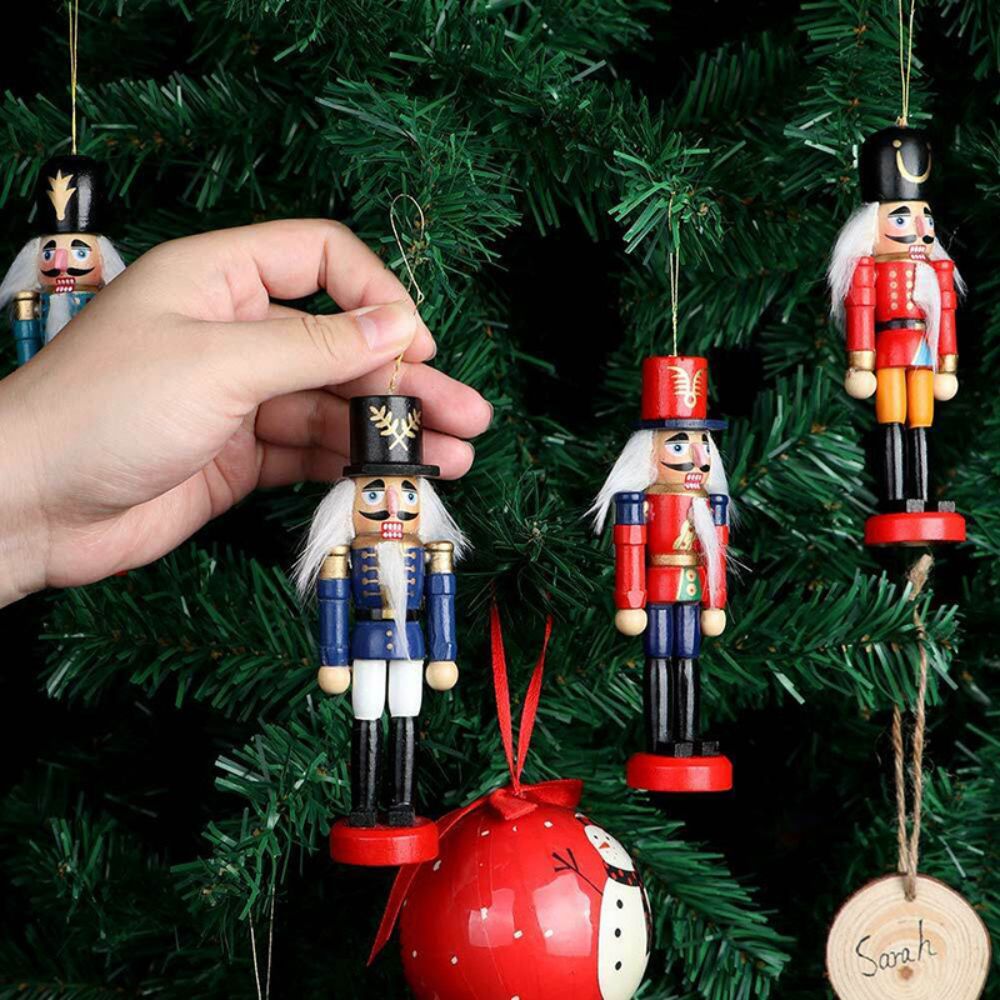 6-Pack Mini Wooden Nutcracker Christmas Ornaments