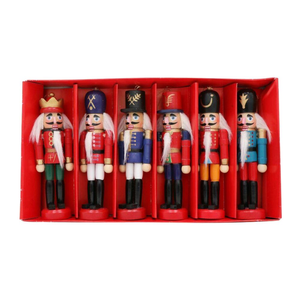 6-Pack Mini Wooden Nutcracker Christmas Ornaments