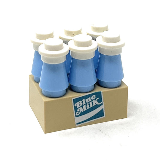 6-Pack of Blue Milk for minifigs, made from LEGO bricks - B3 Customs