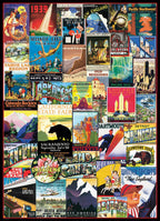 Puzzle: Vintage Art Collages - Travel USA Vintage Posters - 