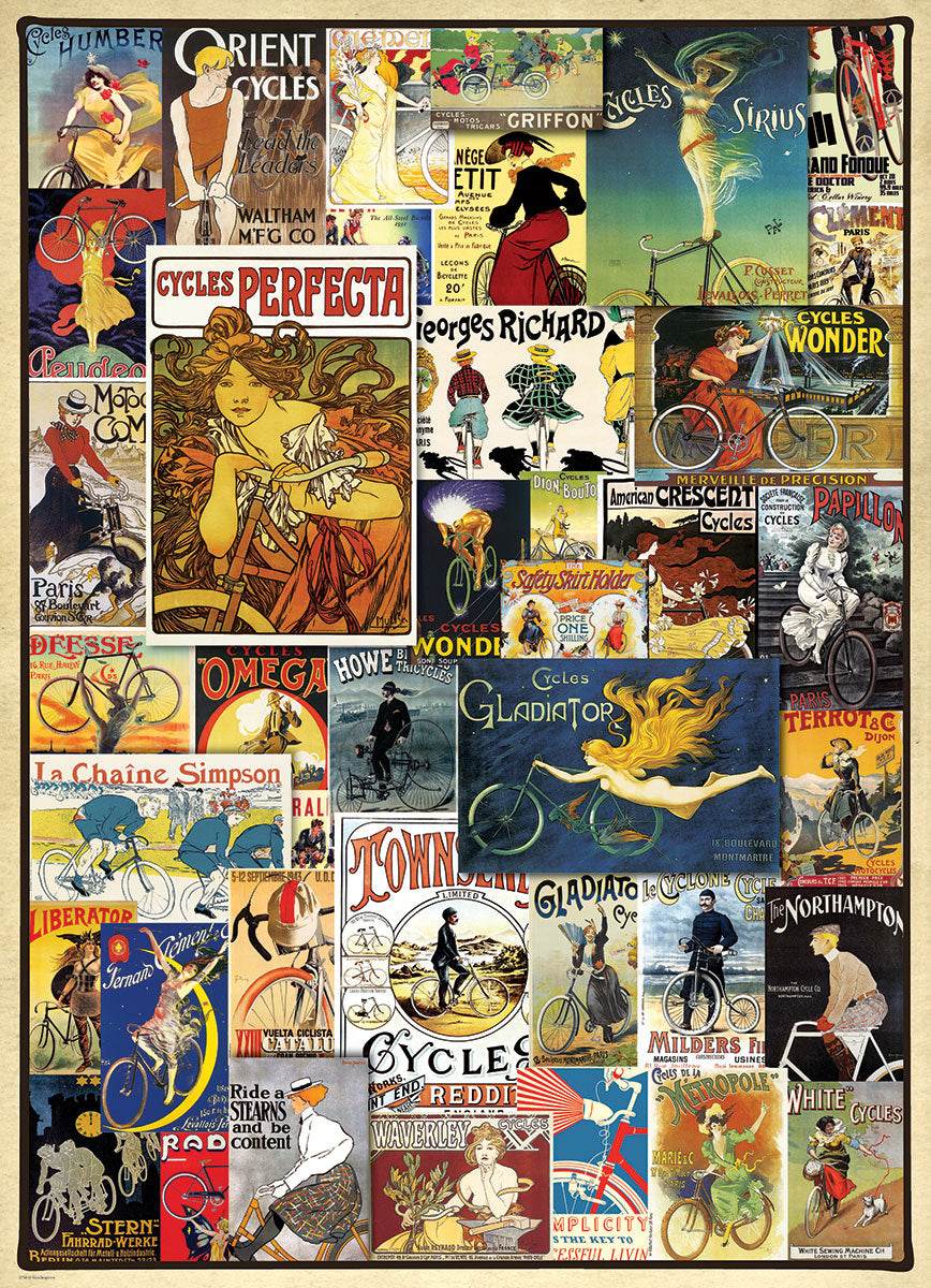 Puzzle: Vintage Art Collages - Vintage Bicycle Posters - 