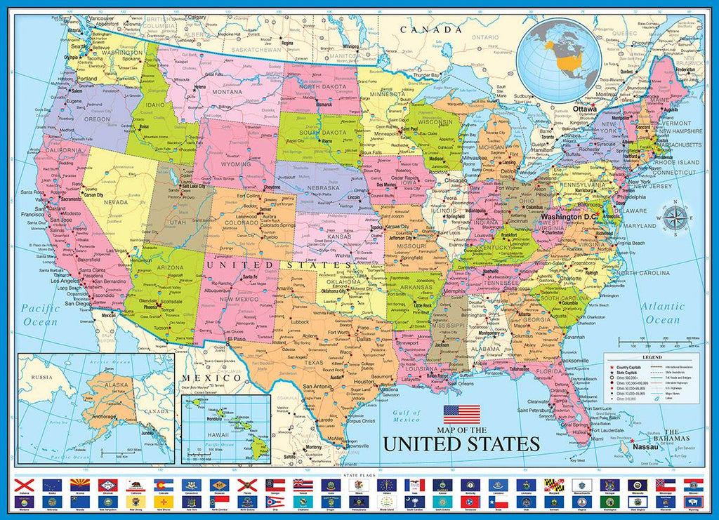 Puzzle: Maps & Flags - Map of the United States of America - 