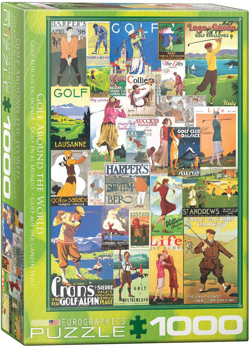 Puzzle: Vintage Art Collages - Golf Around the World - 