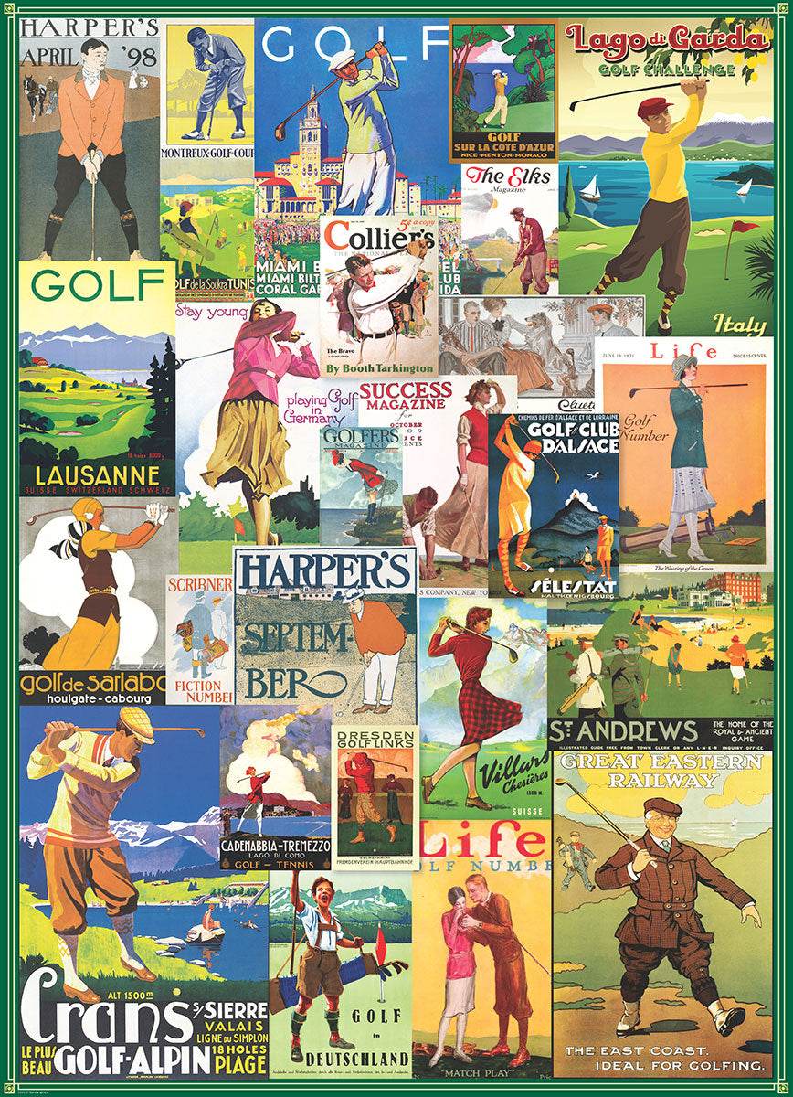 Puzzle: Vintage Art Collages - Golf Around the World - 