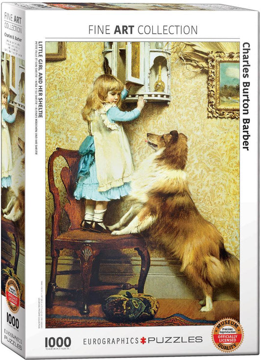 Puzzle: Fine Art Masterpieces - Little Girl and Her Sheltie by Charles Burton Barber - 
