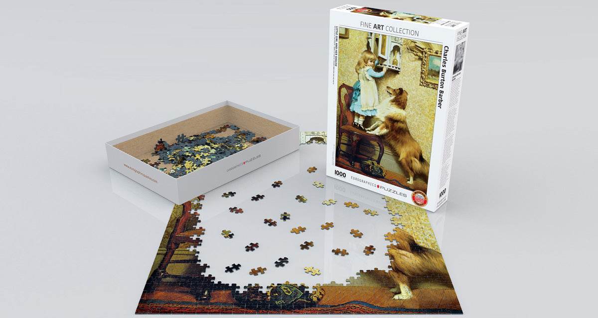 Puzzle: Fine Art Masterpieces - Little Girl and Her Sheltie by Charles Burton Barber - 