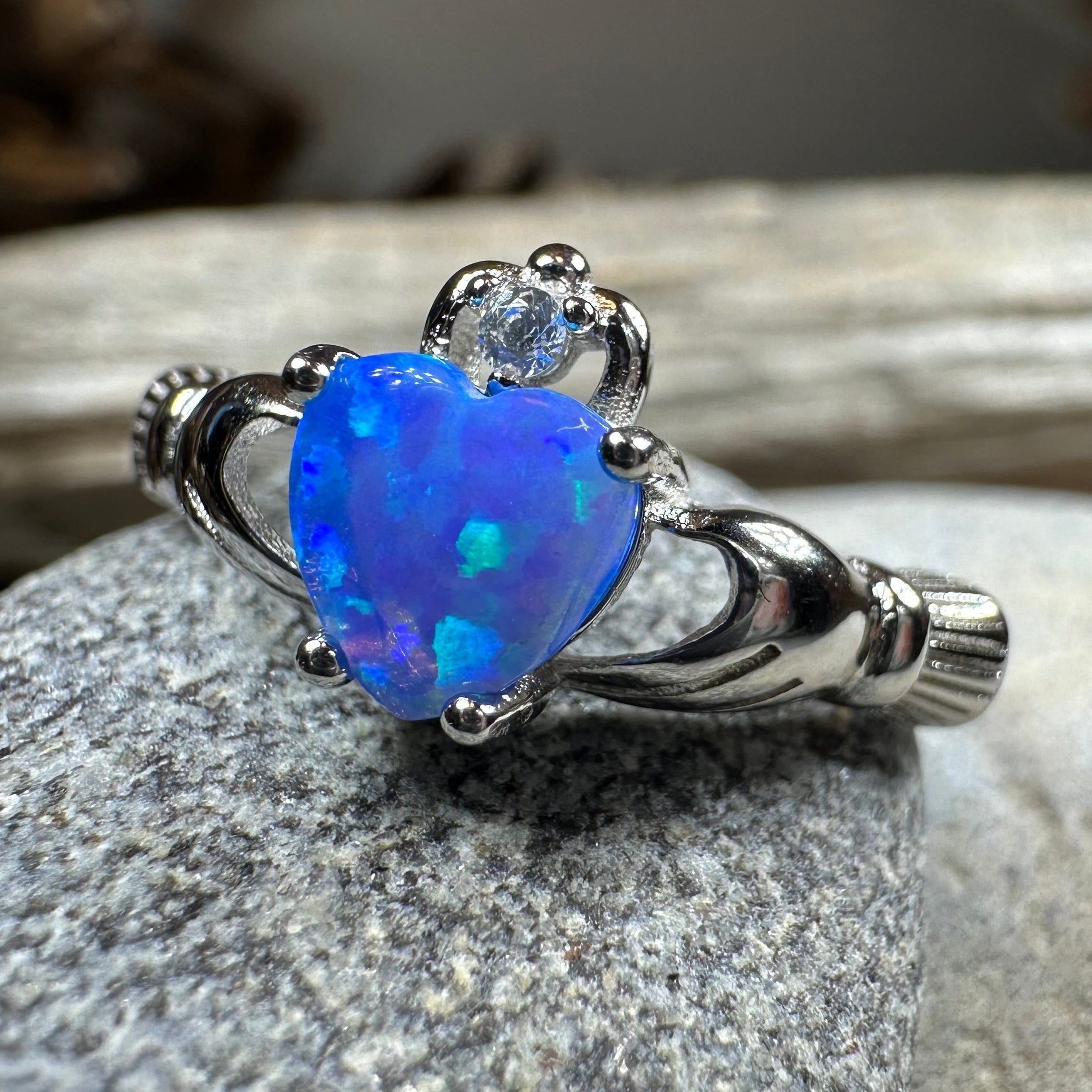 Erline Claddagh Blue Opal Ring