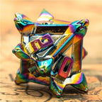 Rainbow Pinwheel Strengthened Metal 7-Dice Set | Metal DND Dice - 