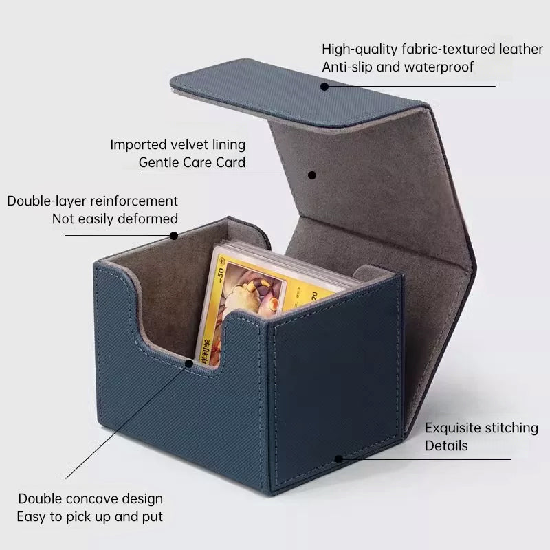 Magnetic Trading Card Storage Box - 100 Card Capacity (Sleeved), Waterproof & Stain Proof Collectoe