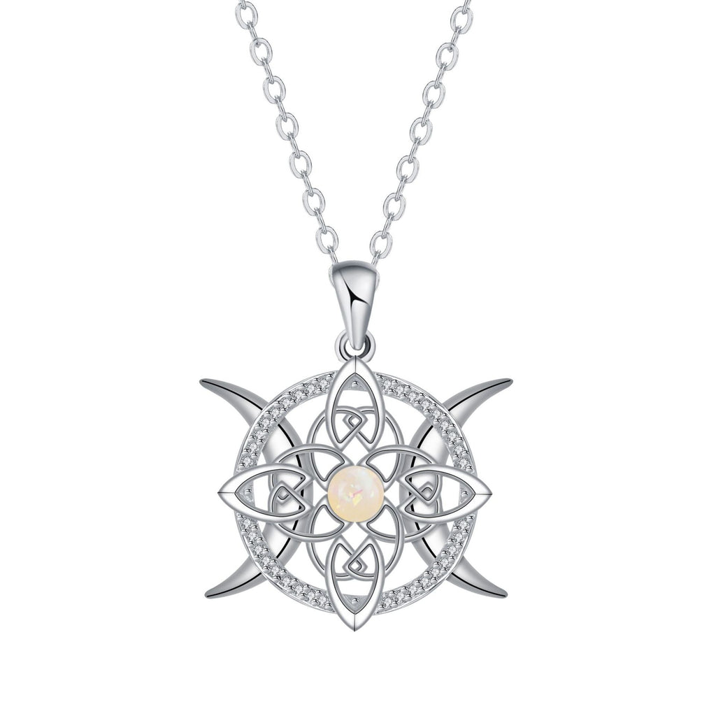 Opal-Encrusted Diamond Celtic Knot Necklace