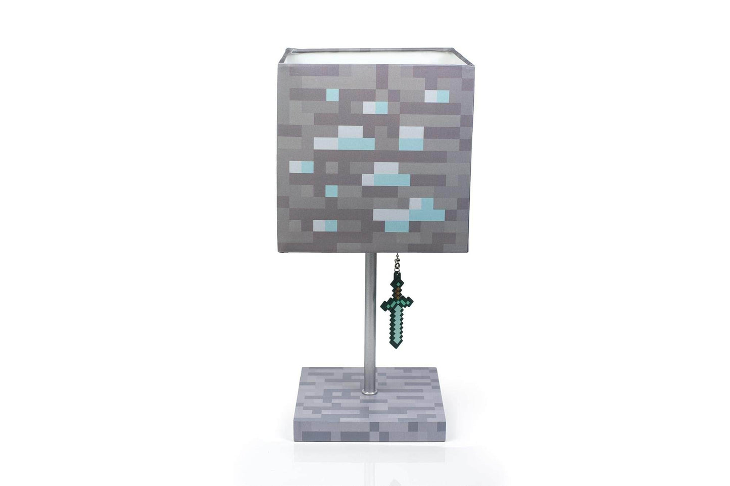 Minecraft Diamond Ore Lamp - 14-Inch LED Table Lamp with Diamond Sword Pull Chain - 