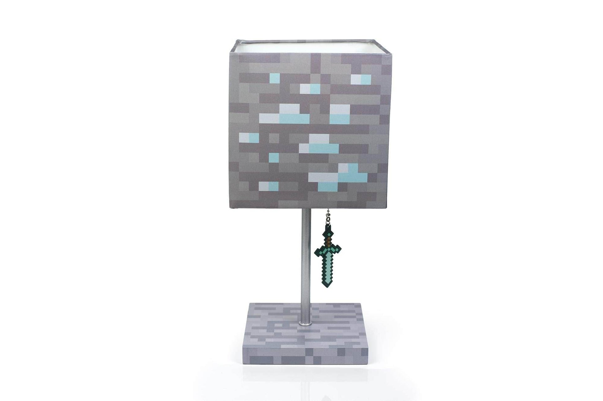 Minecraft Diamond Ore Lamp - 14-Inch LED Table Lamp with Diamond Sword Pull Chain - 